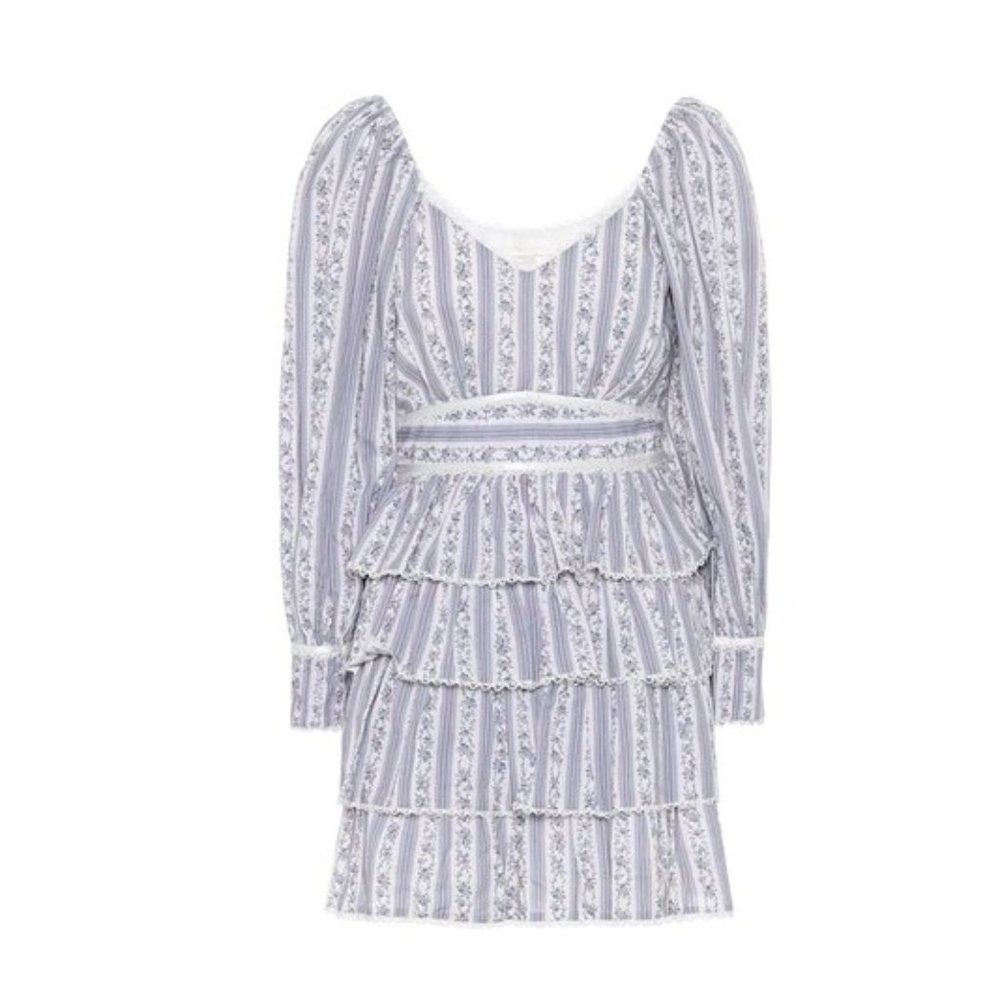 LOVESHACKFANCY Astor Striped Ruffle-tiered Dress In Dusk - 00